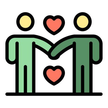 Arkadaşlık simgesi renk ana hatları vektörü