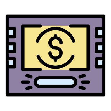 ATM para simgesi renk ana hatları vektörü