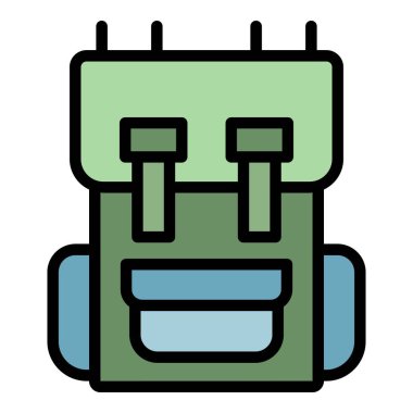 Sırt çantası simgesi renk çizgisi vektörü yürüyüş