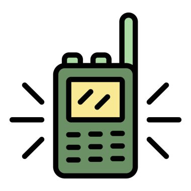 Telsiz talkie simgesi renk ana hatları vektörü