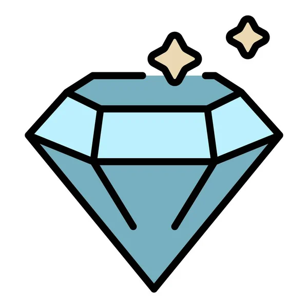 Icono de diamante color contorno vector — Vector de stock