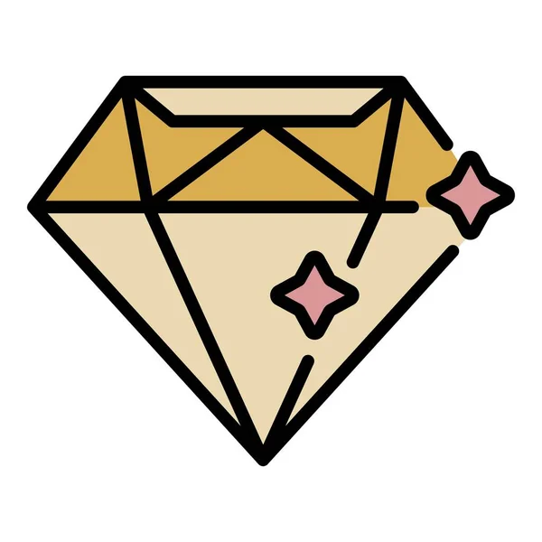 ダイヤモンド石のアイコンカラーアウトラインベクトル — ストックベクタ