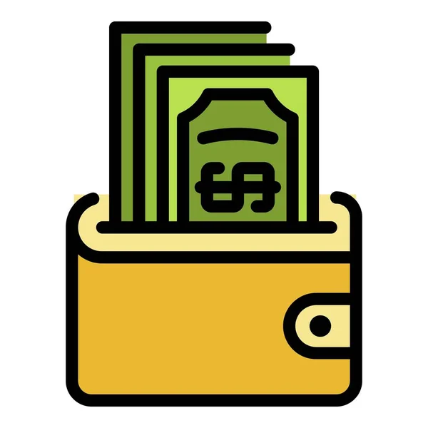 Portfel pieniędzy ikona kolor zarys wektor — Wektor stockowy