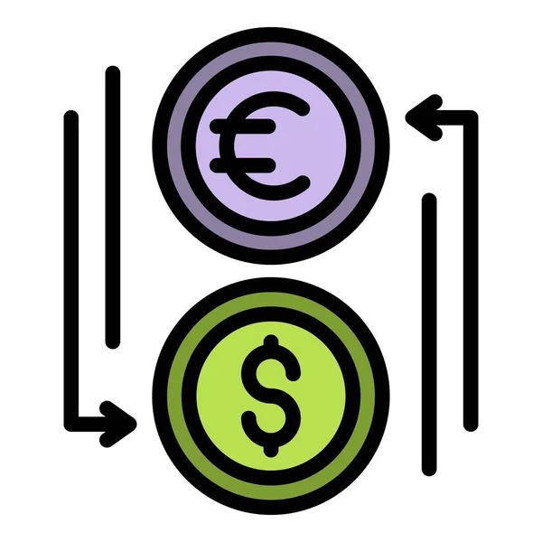 Cambio moneta icona colore contorno vettoriale — Vettoriale Stock