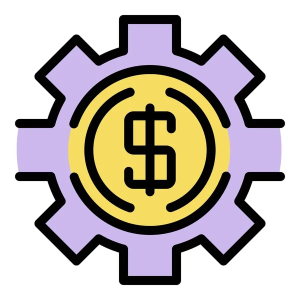 Dinero icono de engranaje color contorno vector — Archivo Imágenes Vectoriales