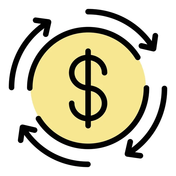 Dollaro moneta transazione icona colore contorno vettore — Vettoriale Stock