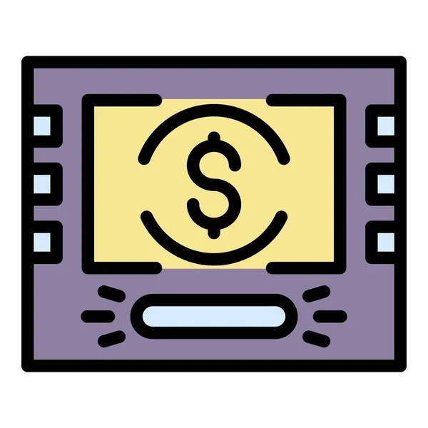 Bankomat pengar ikon färg kontur vektor — Stock vektor