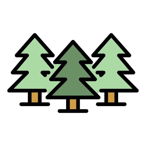 Fir träd skog ikon färg kontur vektor — Stock vektor