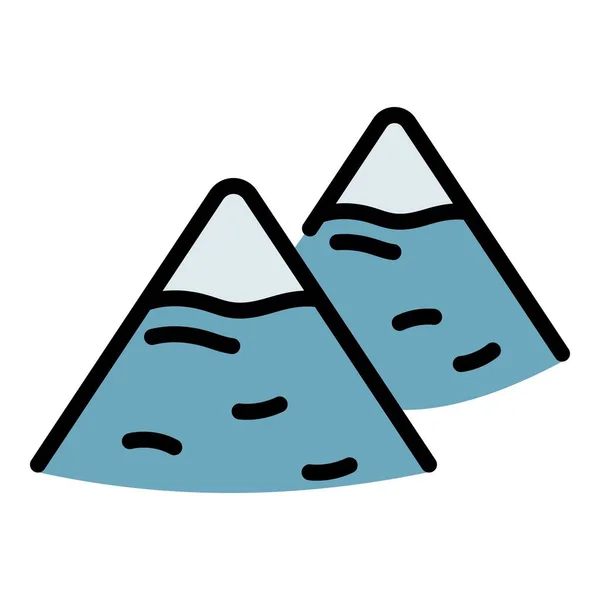 Mountains icon color outline vector — Stock Vector