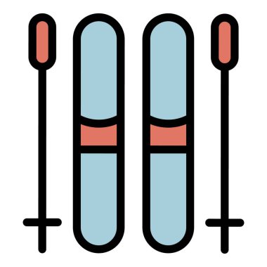 Kayak ekipmanı simgesi renk ana hatları vektörü