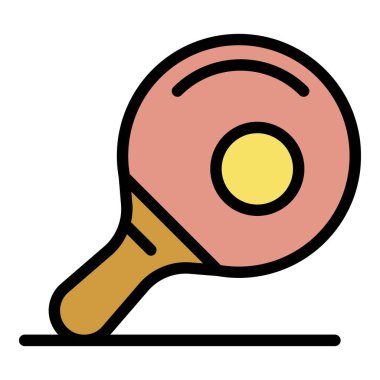 Ping pong yarasa simgesi renk ana hatları vektörü