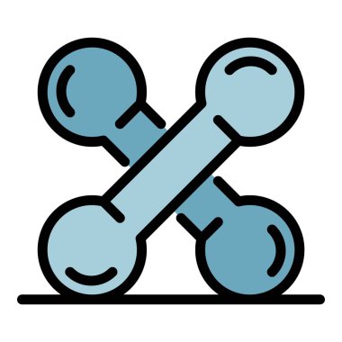 Çapraz dambıl simgesi renk ana hatları vektörü