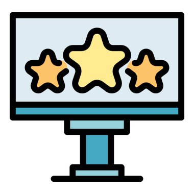 Şehir reklam panosu simgesi renk ana hatları vektörü