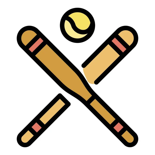 Béisbol murciélago icono color contorno vector — Vector de stock