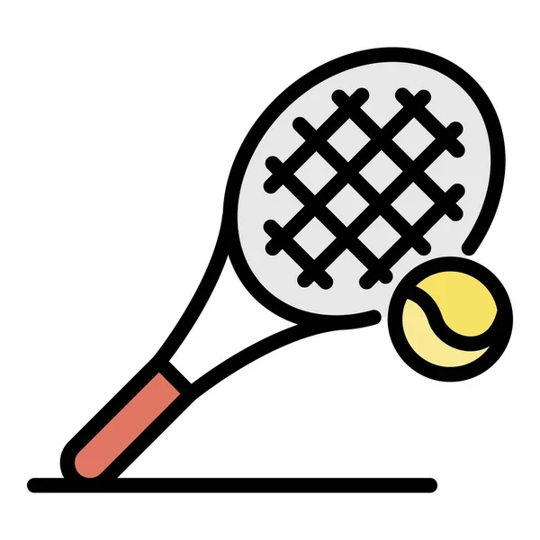 Raquette de tennis icône couleur contour vecteur — Image vectorielle
