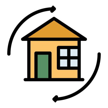 Ev yer değiştirme simgesi renk ana hatları vektörü