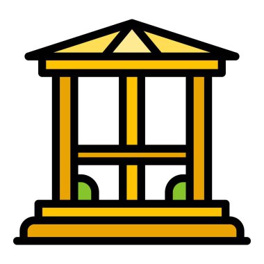 Bahçe çardağı simgesi renk ana hatları vektörü