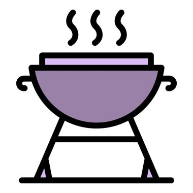 Izgara simgesi renk ana hatları vektörü