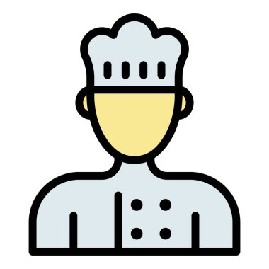 Aşçı şefi simgesi renk ana hatları vektörü