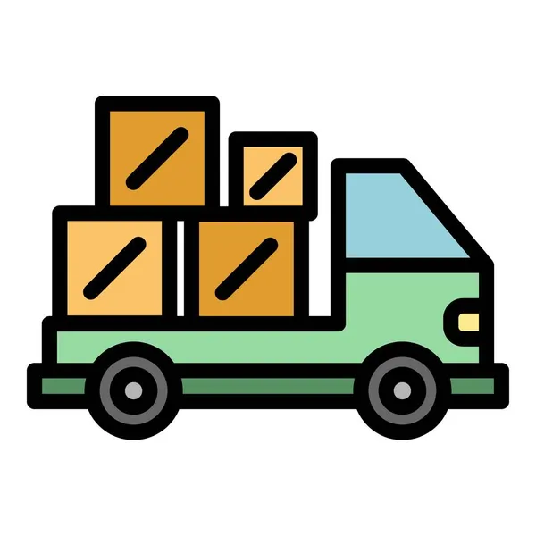 Truck verplaatsing pictogram kleur overzicht vector — Stockvector