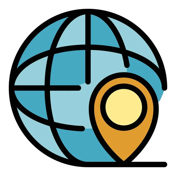 Vettore contorno colore icona posizione globale — Vettoriale Stock