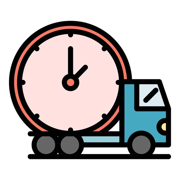 Rápido caminhão transporte ícone cor contorno vetor —  Vetores de Stock