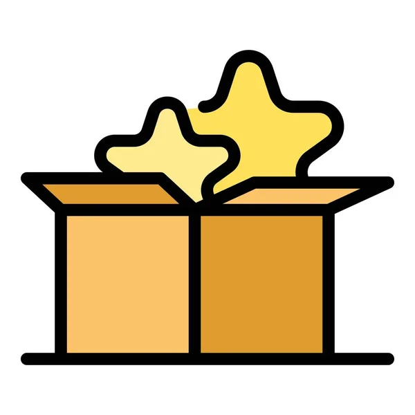 Geschenk-Box Stern-Symbol Farbe Umrissvektor — Stockvektor
