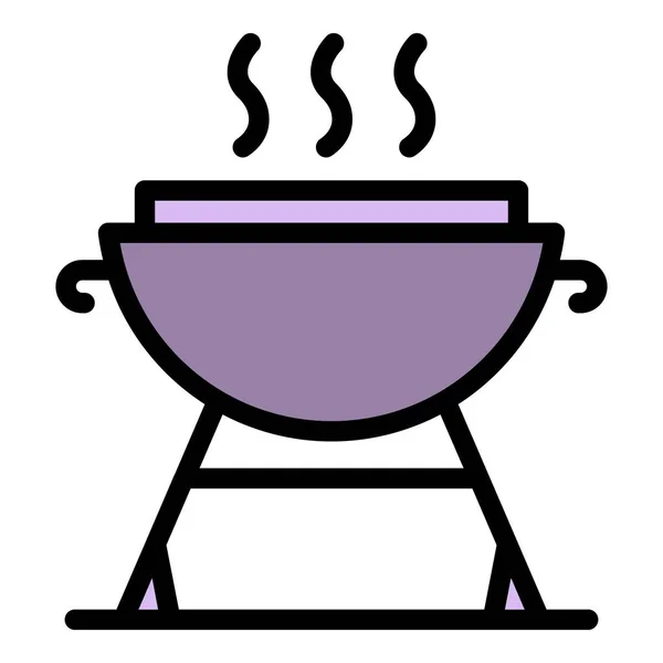 Barbecue grill icon color outline vector — Stock Vector