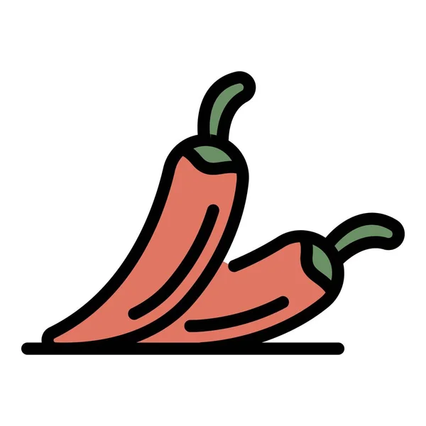 Chilischoten Symbol Farbe Umrissvektor — Stockvektor