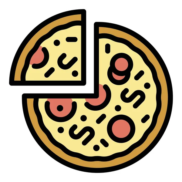 Μαγειρεμένα εικονίδιο πίτσα διάνυσμα περίγραμμα χρώμα — Διανυσματικό Αρχείο
