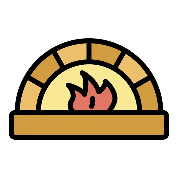 Ogień w ikonie pieca kolor zarys wektor — Wektor stockowy