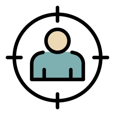 İnsan hedef simgesi renk ana hatları vektörü