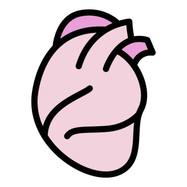 Sağlıklı insan kalbi simgesi renk ana hatları vektörü