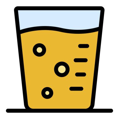 Şurup cam simgesi renk ana hatları vektörü