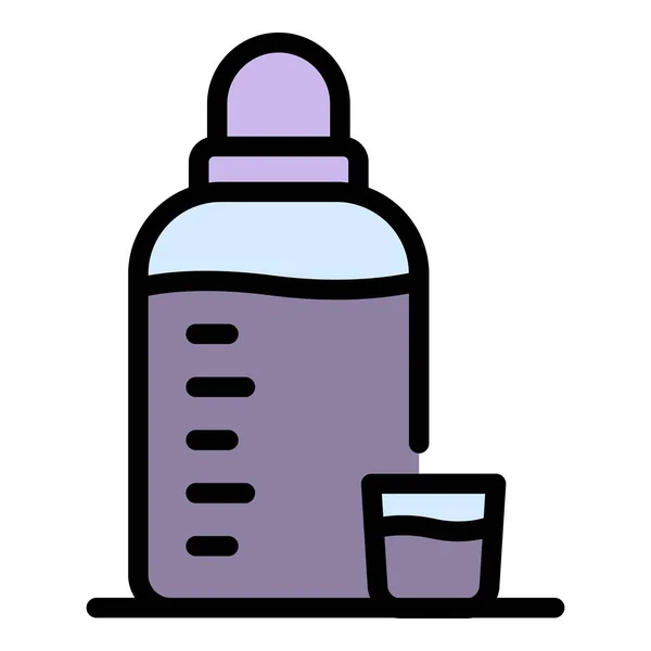 糖浆塑料瓶图标颜色轮廓矢量 — 图库矢量图片