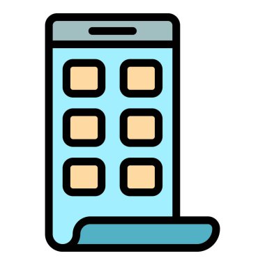 Eğri ekran telefon simgesi renk ana hatları vektörü