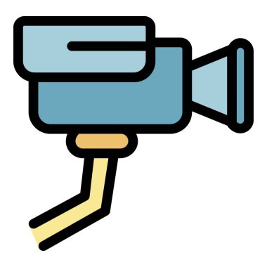 Güvenlik kamerası simgesi renk ana hatları vektörü