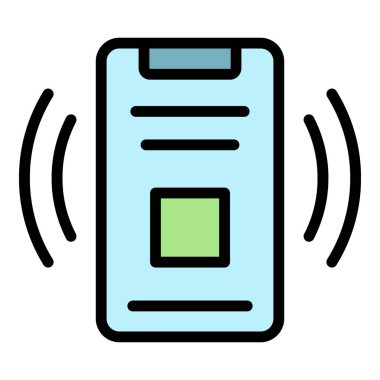 Smartphone çevrimiçi anket simgesi renk ana hatları vektörü