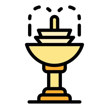 Çeşme simgesi rengi ana hatları vektörü içiliyor