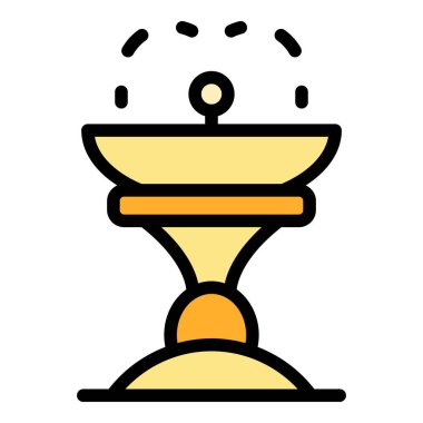 Mimari içecek çeşme simgesi renk ana hatları vektörü