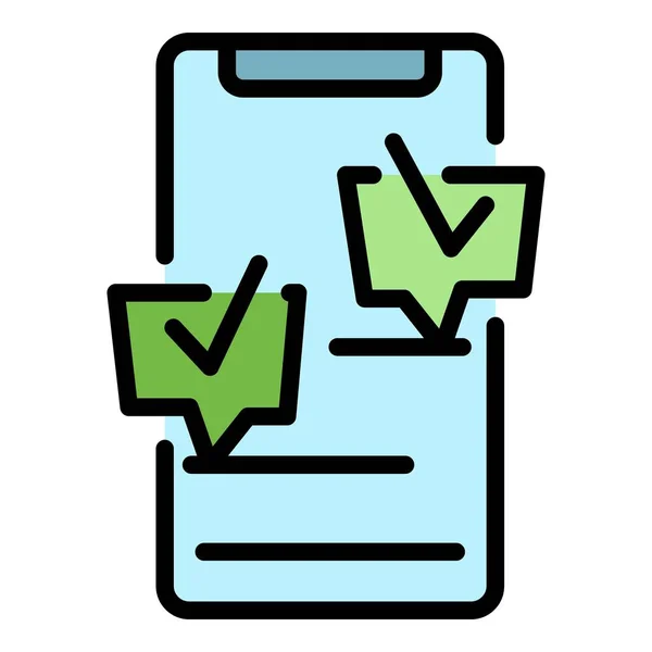 Smartphone checklist pictogram kleur omtrek vector — Stockvector