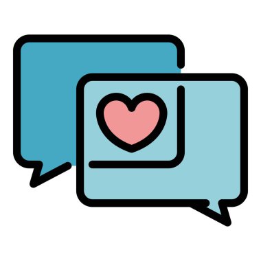 Aşk sohbet simgesi renk ana hatları vektörü