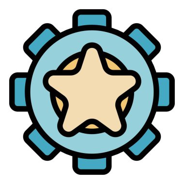 Yıldız dişlisi simgesi renk dış hat vektörü