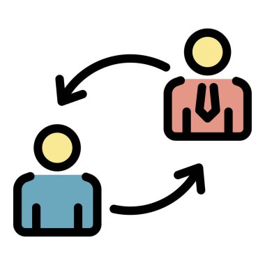 Finans işi değişim simgesi renk ana hatları vektörü