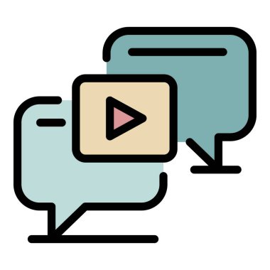 Görüntü sohbet simgesi renk ana hatları vektörü