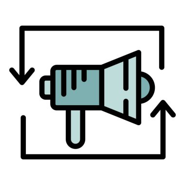 Marka megafon simgesi renk ana hatları vektörü