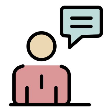 Adam sohbet simgesi renk ana hatları vektörü