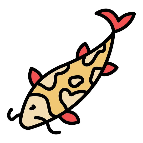 Koi karpia ryba ikona kolor zarys wektor — Wektor stockowy