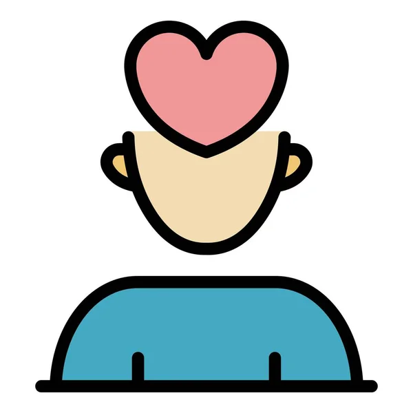 Heart in head icon color outline vector — Stock Vector