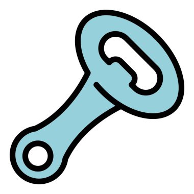 Kola şişe açıcı simgesi renk ana hatları vektörü